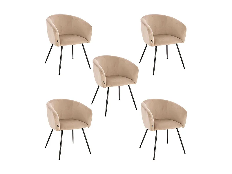 Home Deluxe Chaise de salle à manger ARIA Beige Quantité : 5