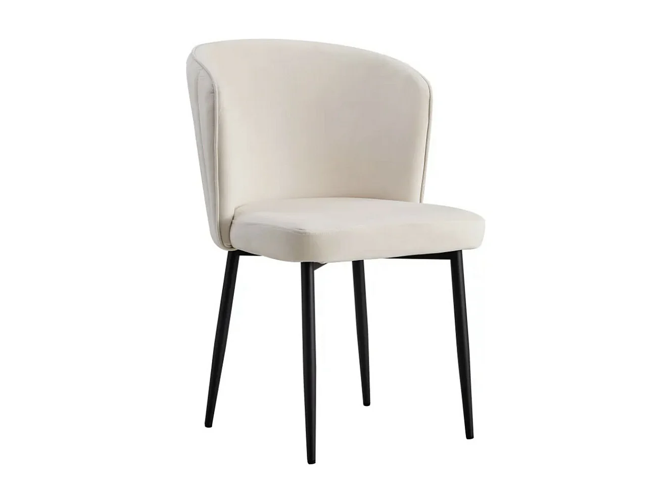 Lot de 4 chaises en velours et pieds métal noir Komi-Couleur Beige clair