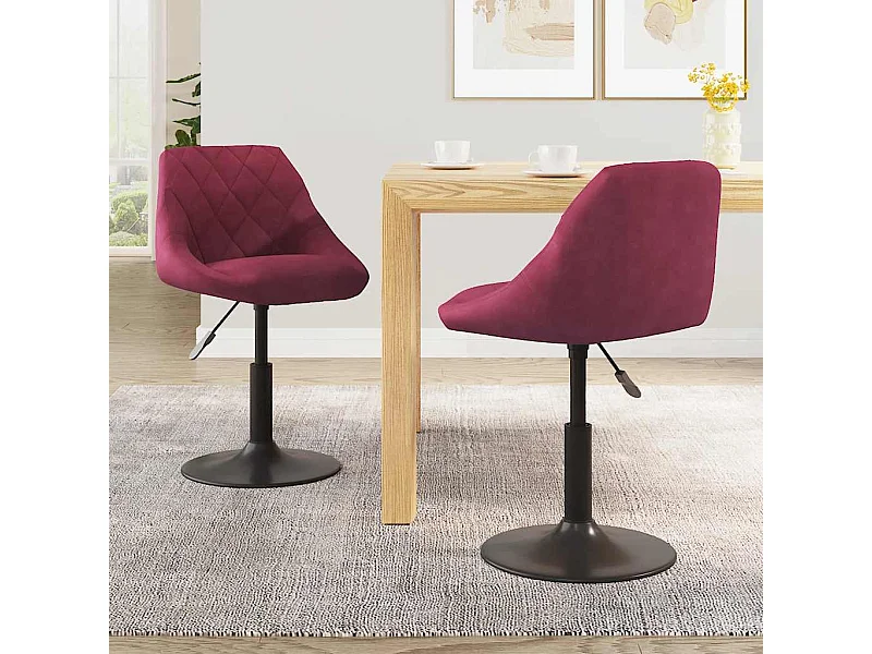 Cadeiras de jantar giratórias 2 pcs veludo vermelho tinto