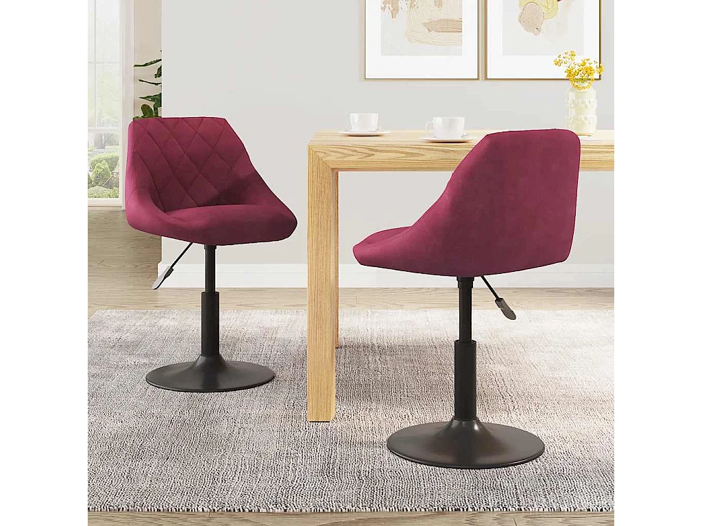 Eetkamerstoelen draaibaar 2 st fluweel wijnrood