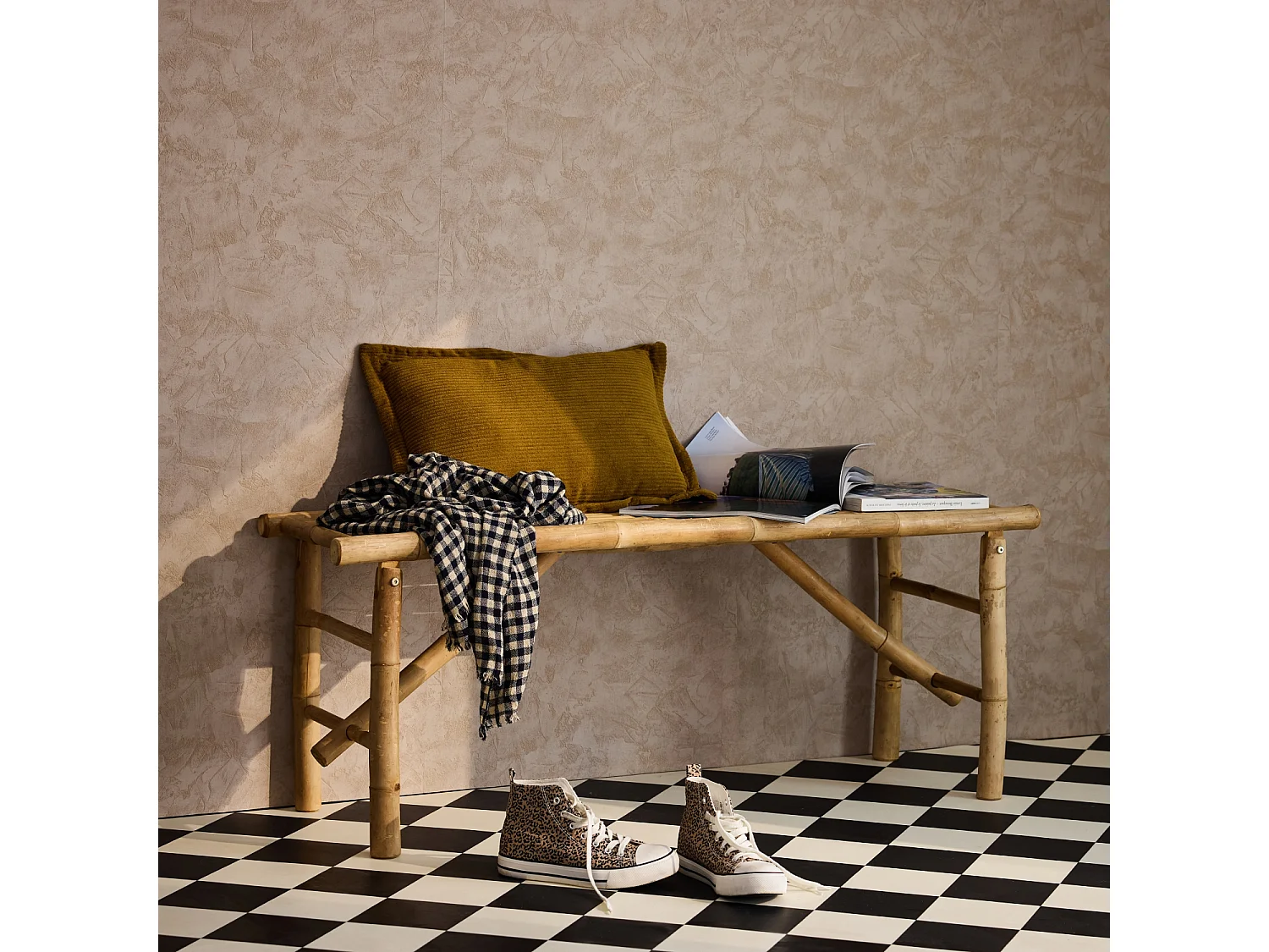 Panchina in bambù, marrone naturale