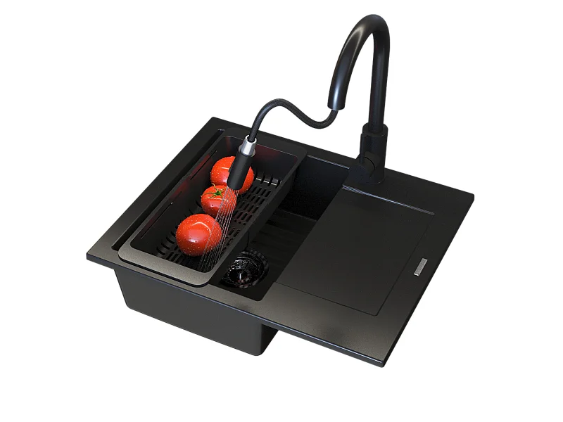 Ensemble Évier Granit Noir BELLO + Mitigeur