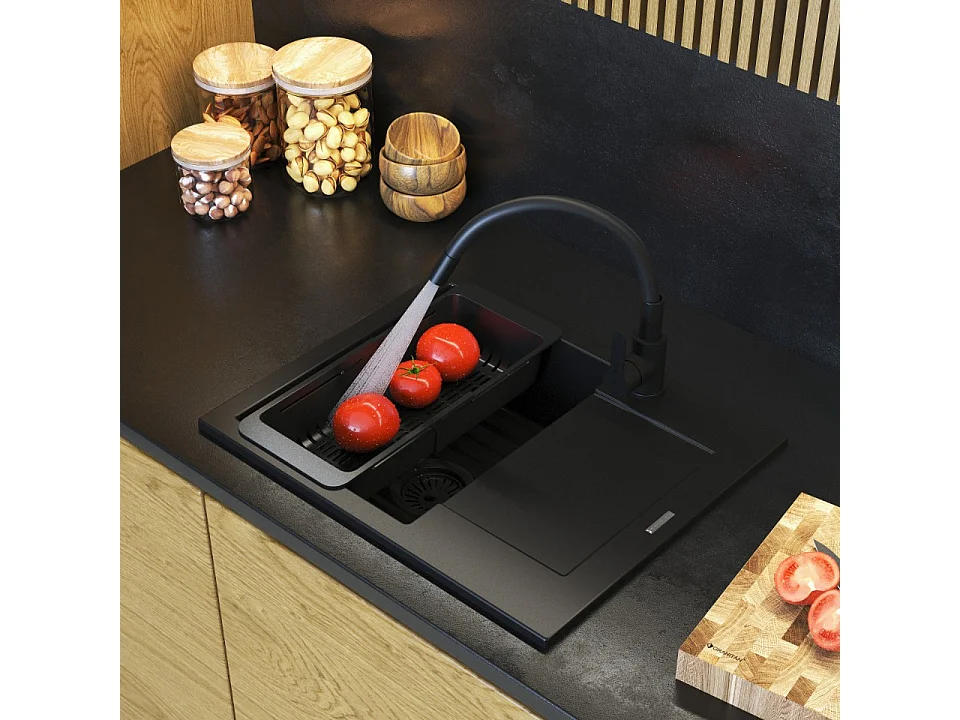 Ensemble Évier Granit Noir BELLO + Mitigeur