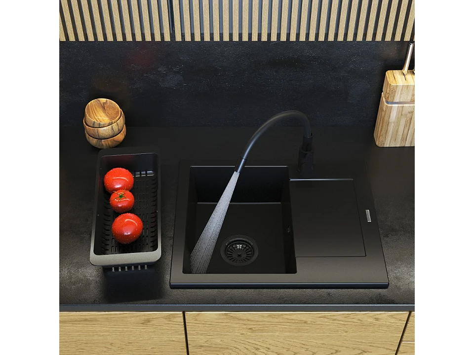 Ensemble Évier Granit Noir BELLO + Mitigeur