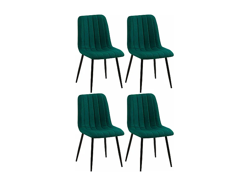 Lot de 4 chaises de salle à manger coutures décortatives verticales assise en tissu velours vert pieds en métal negro 10_0001875