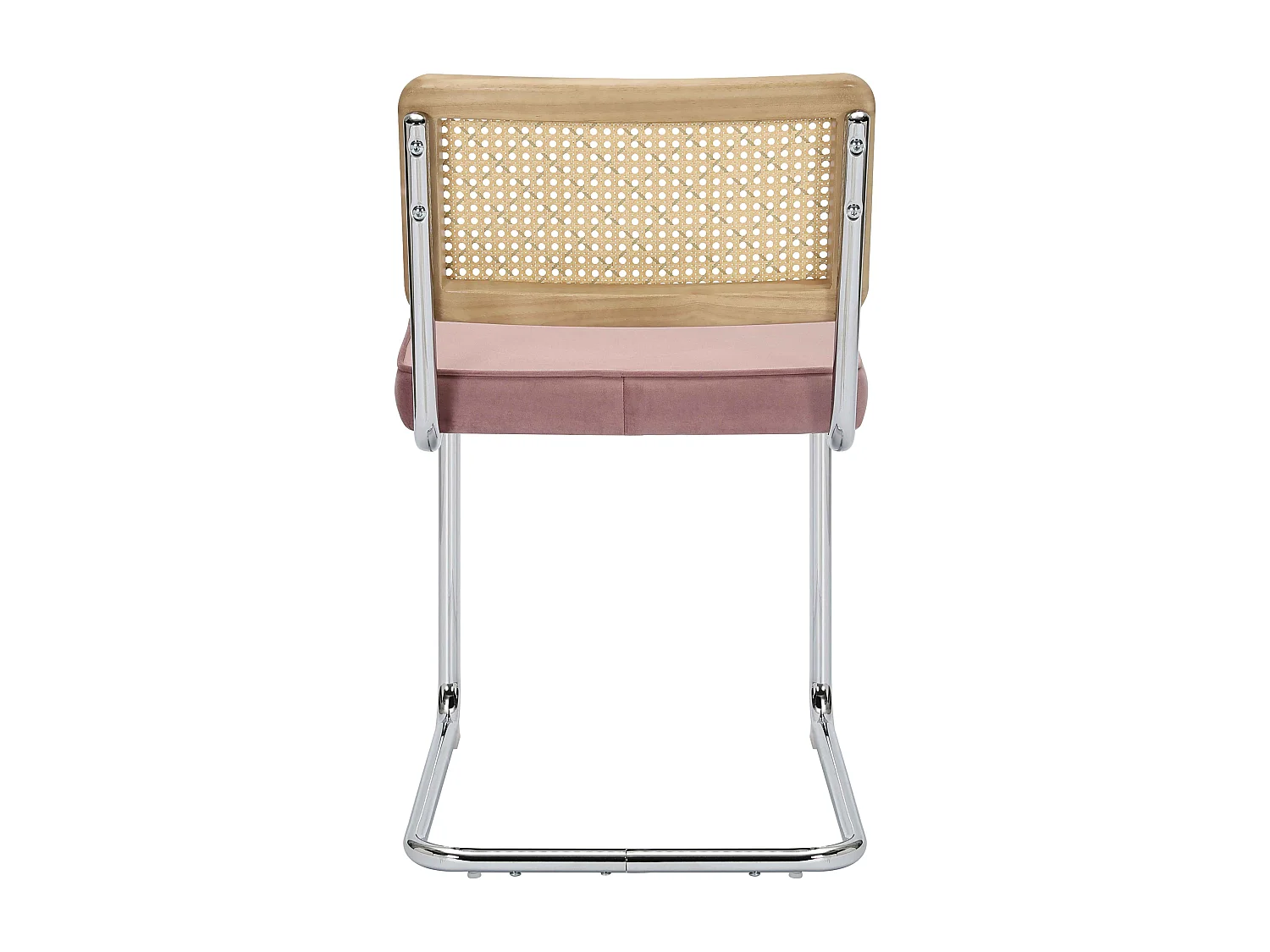 Set van 2 stalen en roze fluwelen stoelen