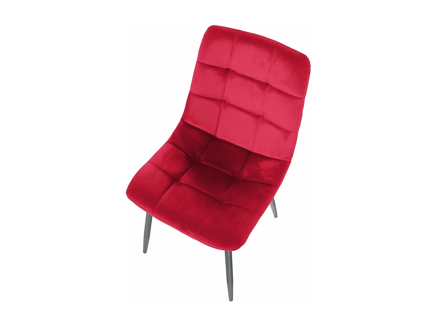 Lot de 2 chaises de salle à manger coutures décoratives en tissu velours rouge et pieds en métal noir 10_0001570