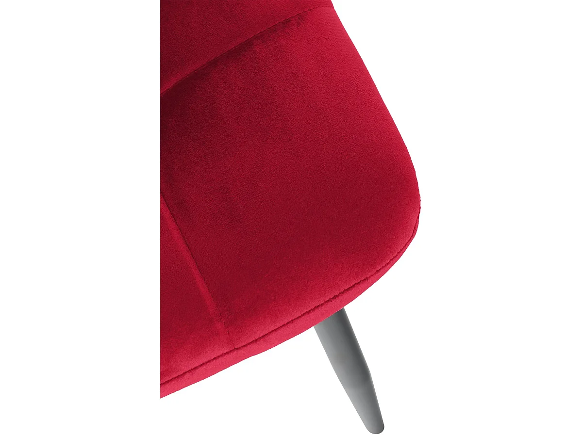 Lot de 2 chaises de salle à manger coutures décoratives en tissu velours rouge et pieds en métal noir 10_0001570