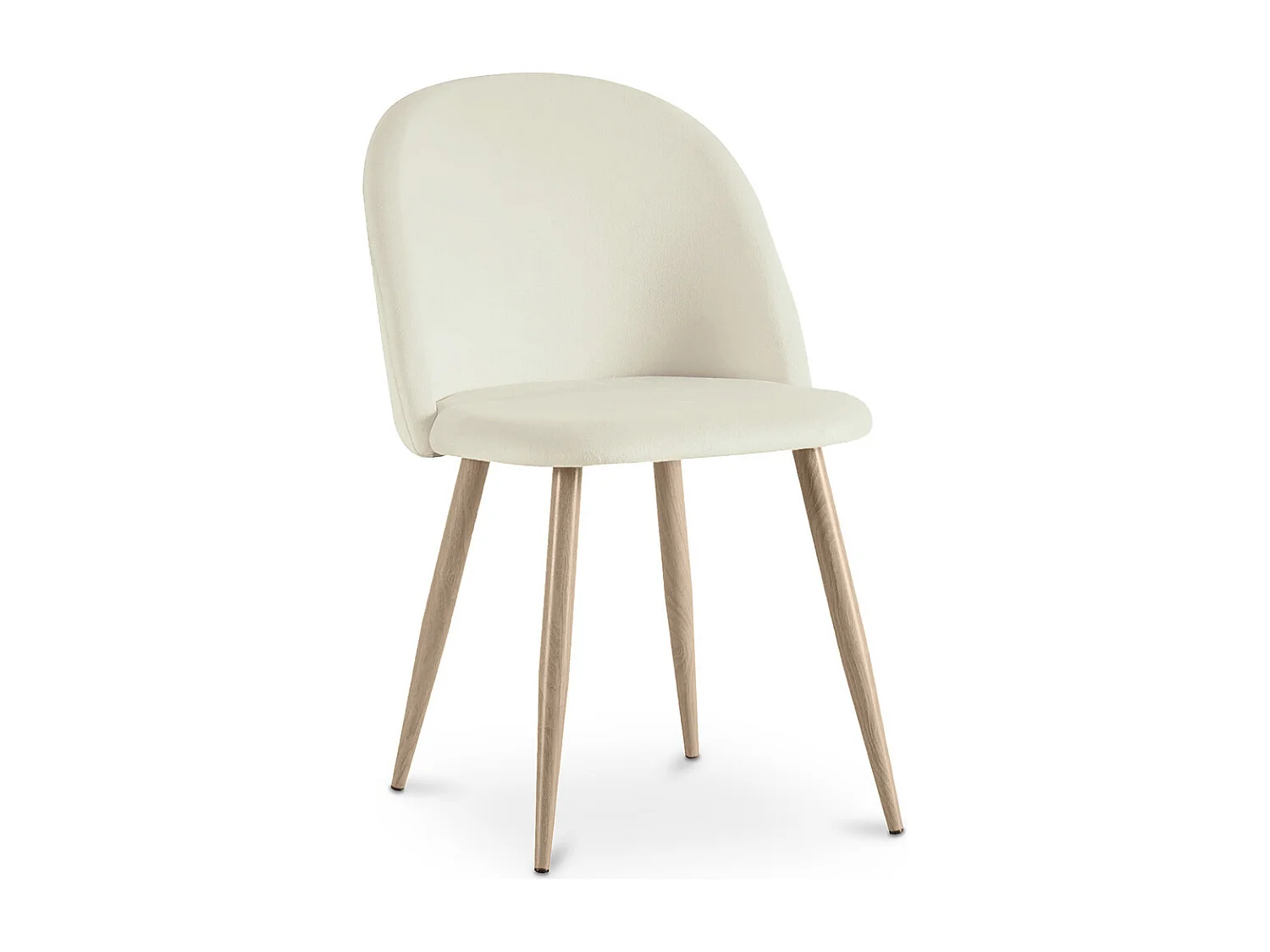 Chaise de salle à manger - Tapissée de velours - Style scandinave - Evelyne Crème
