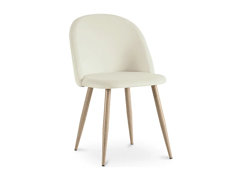 Chaise de salle à manger - Tapissée de velours - Style scandinave - Evelyne Crème