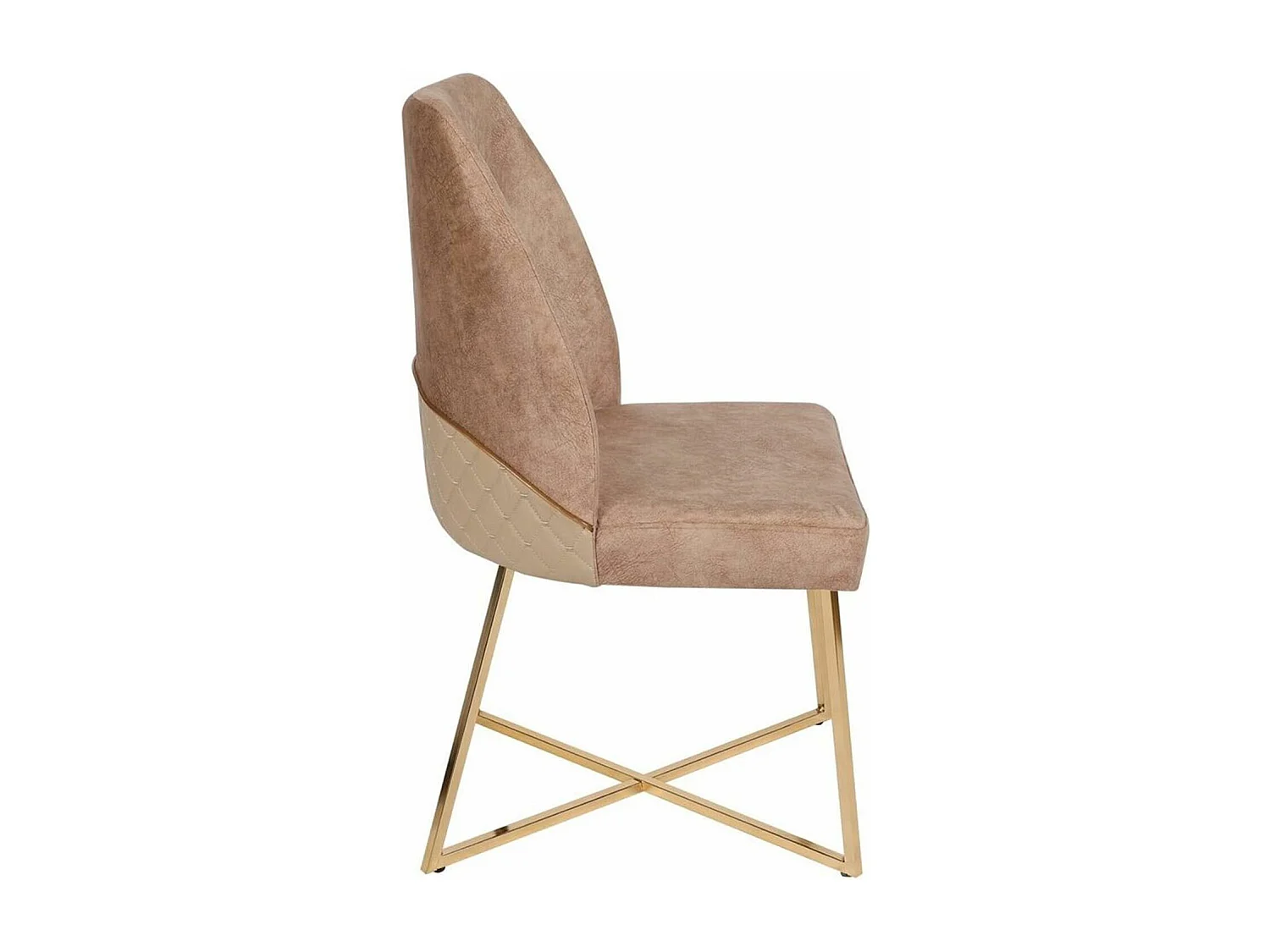 Lot de 2 chaises design Kymish Métal Or et Velours Marron clair