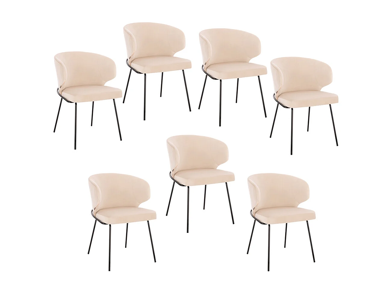 Home Deluxe Chaise de salle à manger AMARA Beige Quantité : 7