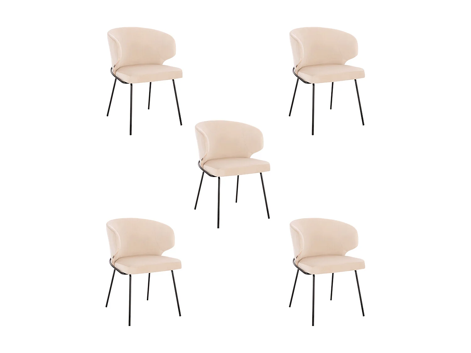 Home Deluxe Chaise de salle à manger AMARA Beige Quantité : 5