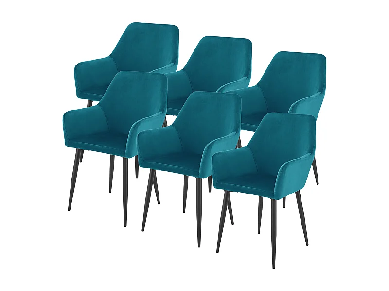 Lot de 6 chaises de salle à manger Hollola 86 x 57 x 56 cm bleu turquoise [en.casa]