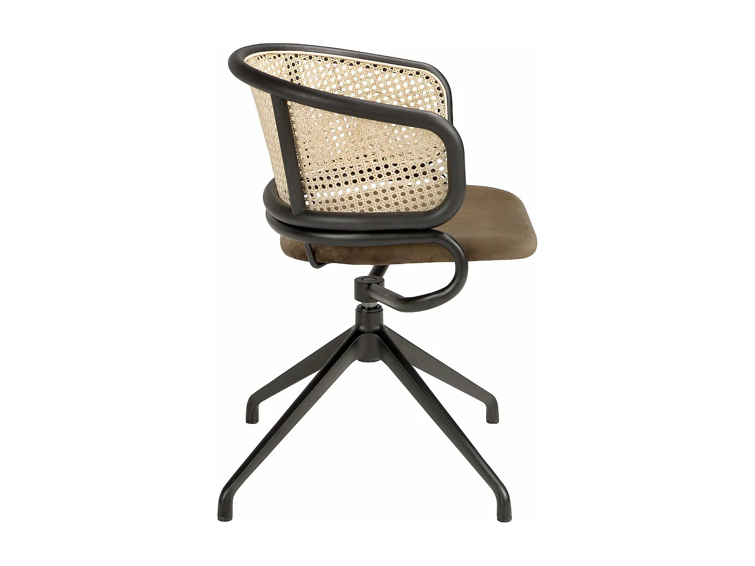 Chaise pivotante velours et rotin Angel Cerda