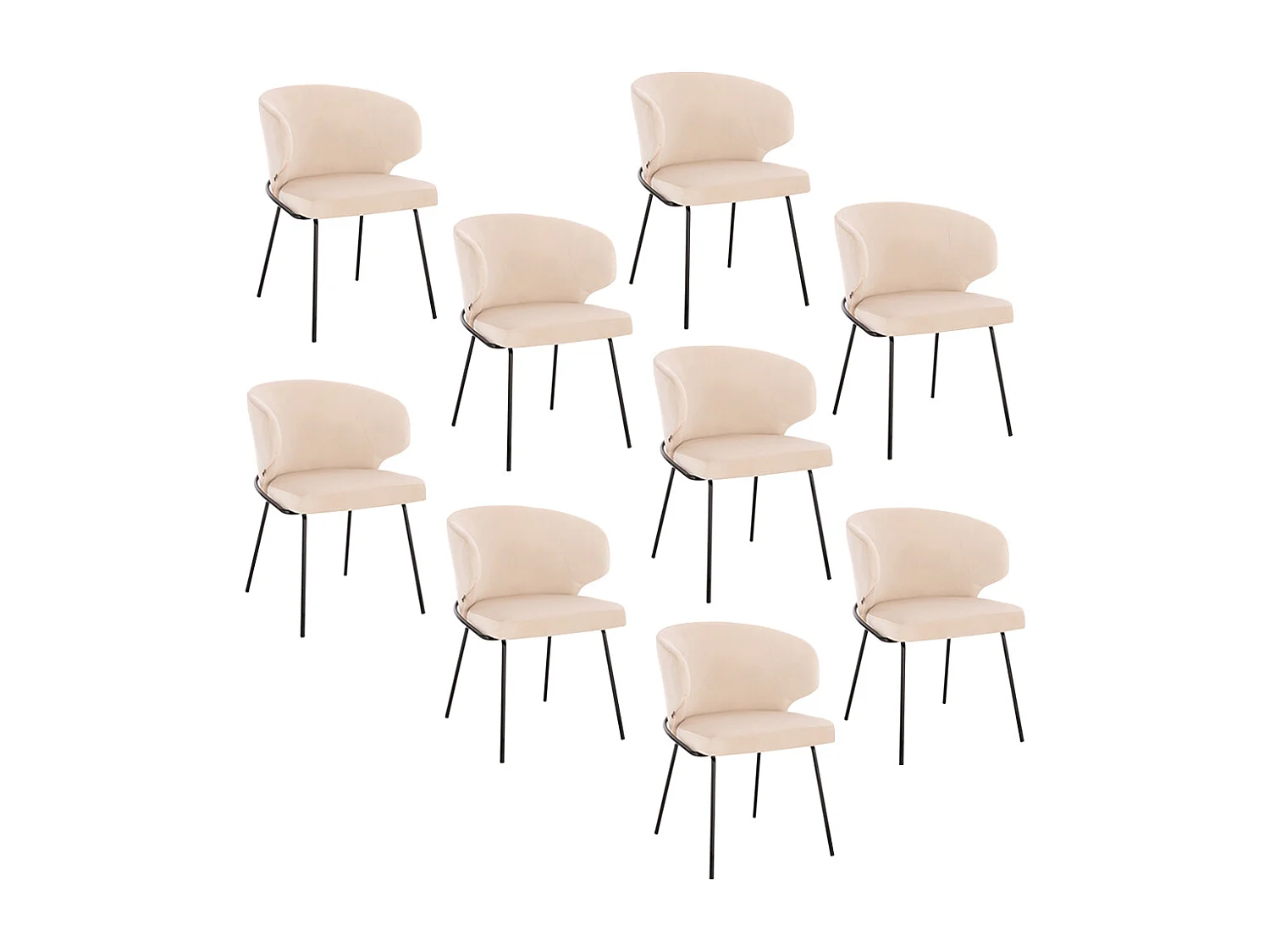 Home Deluxe Chaise de salle à manger AMARA Beige Quantité : 9