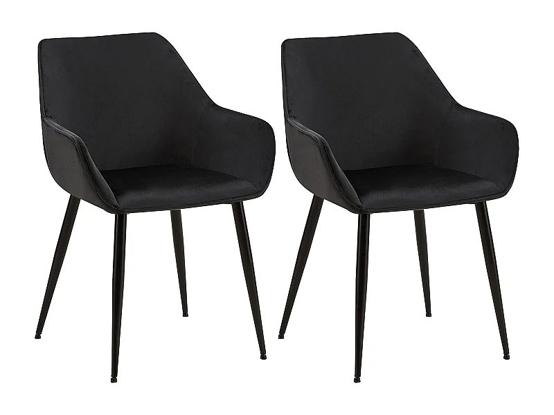 Lot de 2 chaises de salle à manger en tissu velours noir et pieds en métal noir 10_0001581