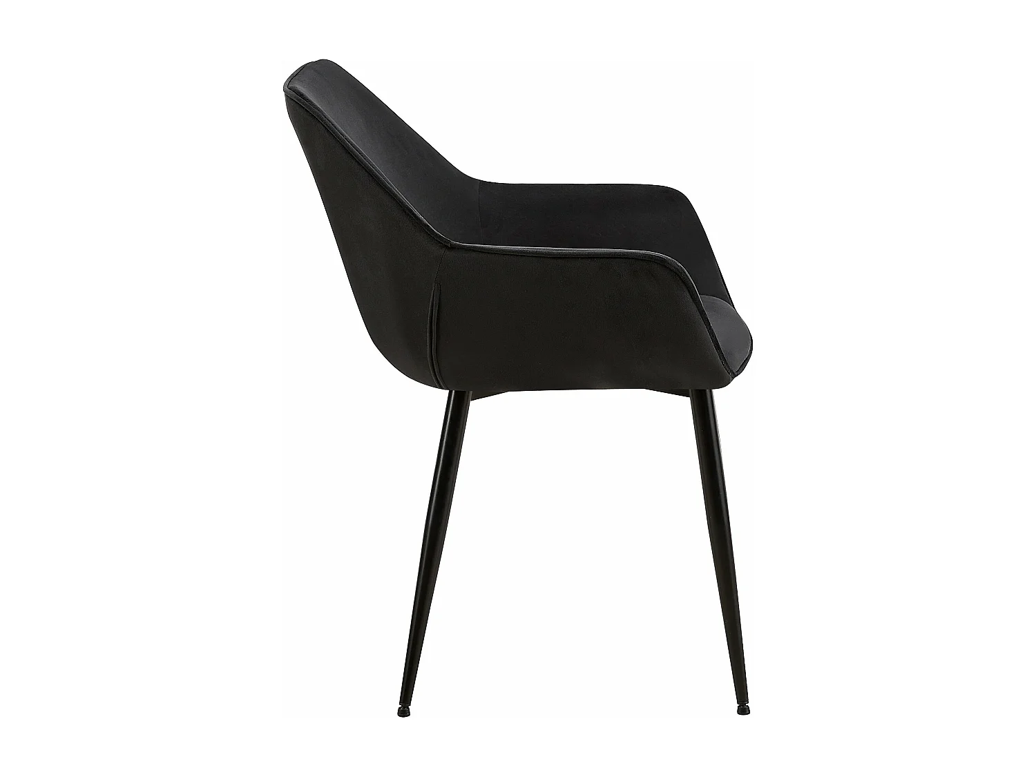 Lot de 2 chaises de salle à manger en tissu velours noir et pieds en métal noir 10_0001581