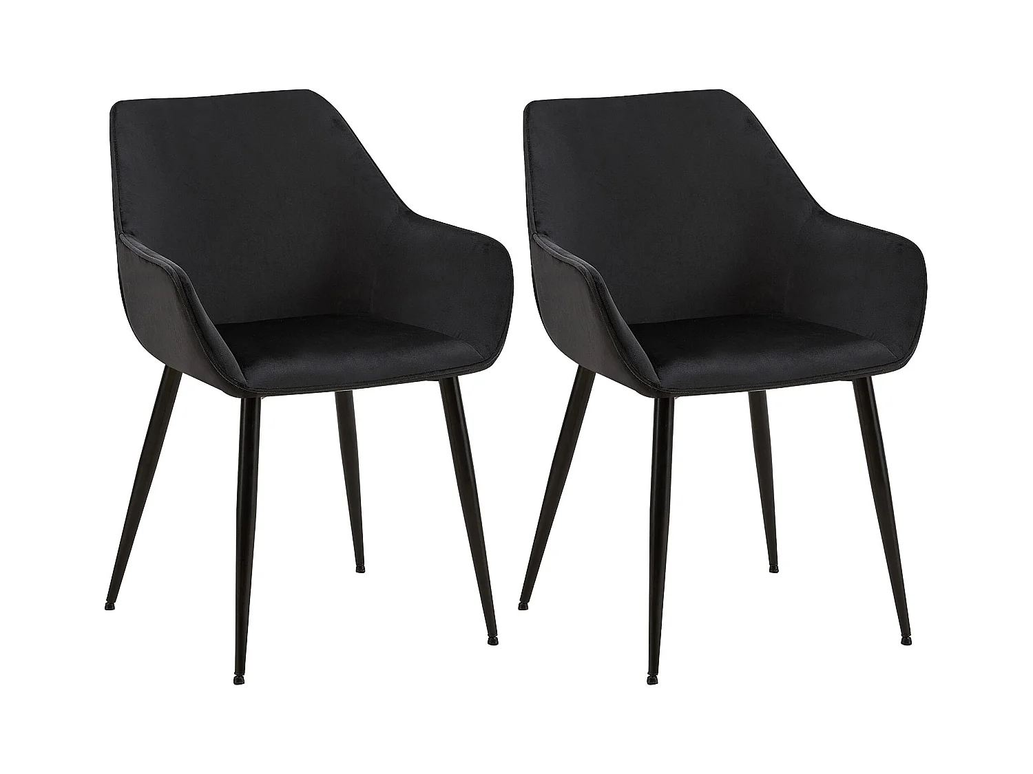 Lot de 2 chaises de salle à manger en tissu velours noir et pieds en métal noir 10_0001581