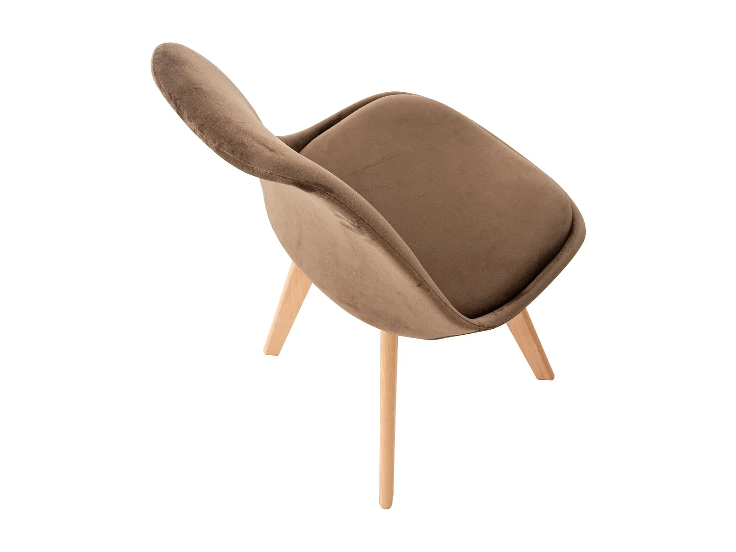 Lot de 4 chaises de salle à manger design scandinave en tissu velours marron foncé pieds bois clair CDS10382