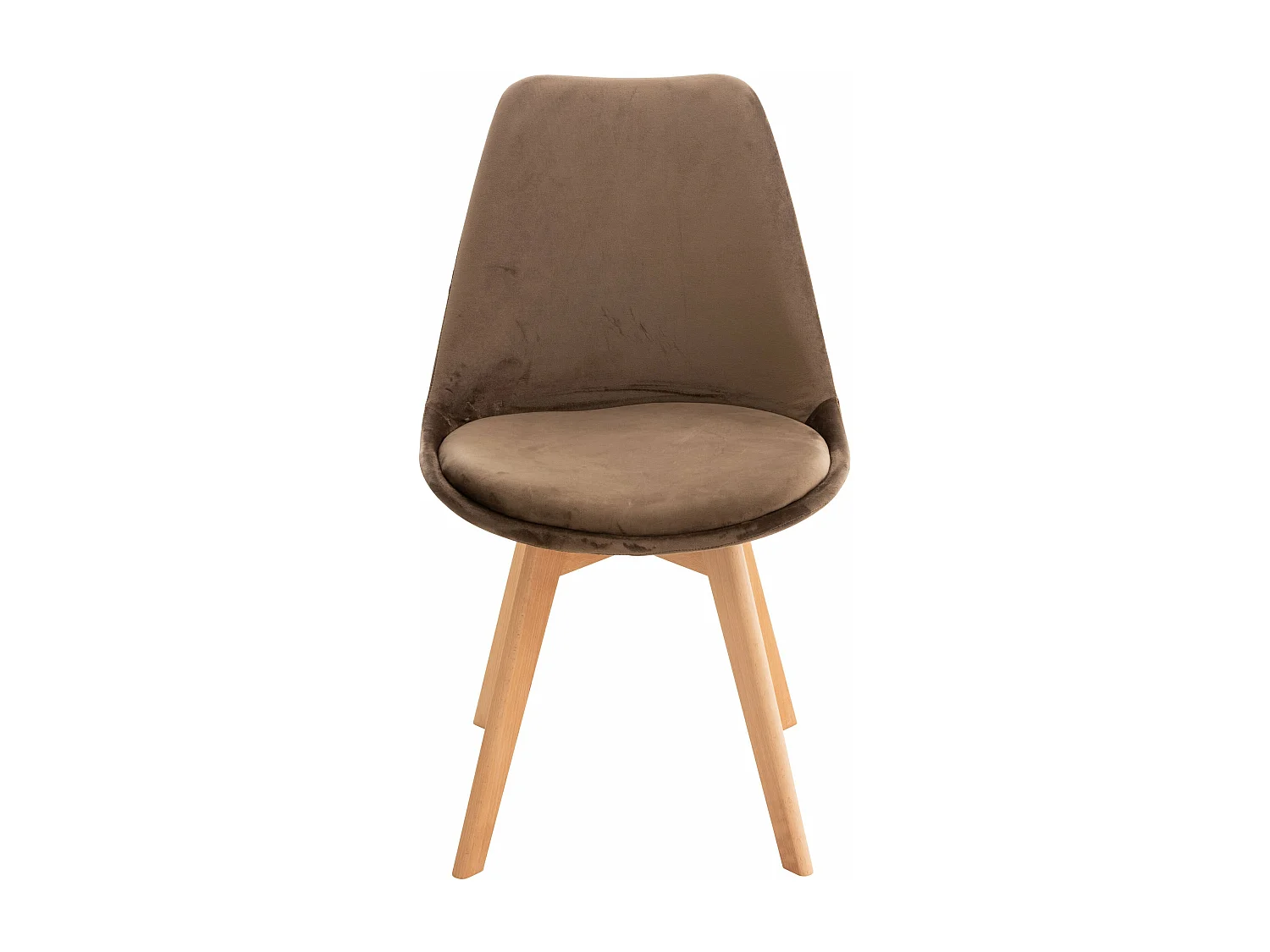Lot de 4 chaises de salle à manger design scandinave en tissu velours marron foncé pieds bois clair CDS10382