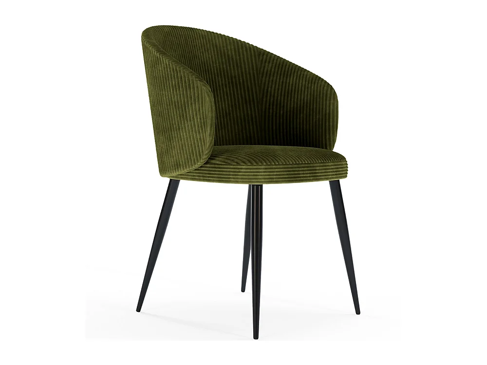 Chaise de Salle à Manger Tapissée en Velours Côtelé - Feudum Olive