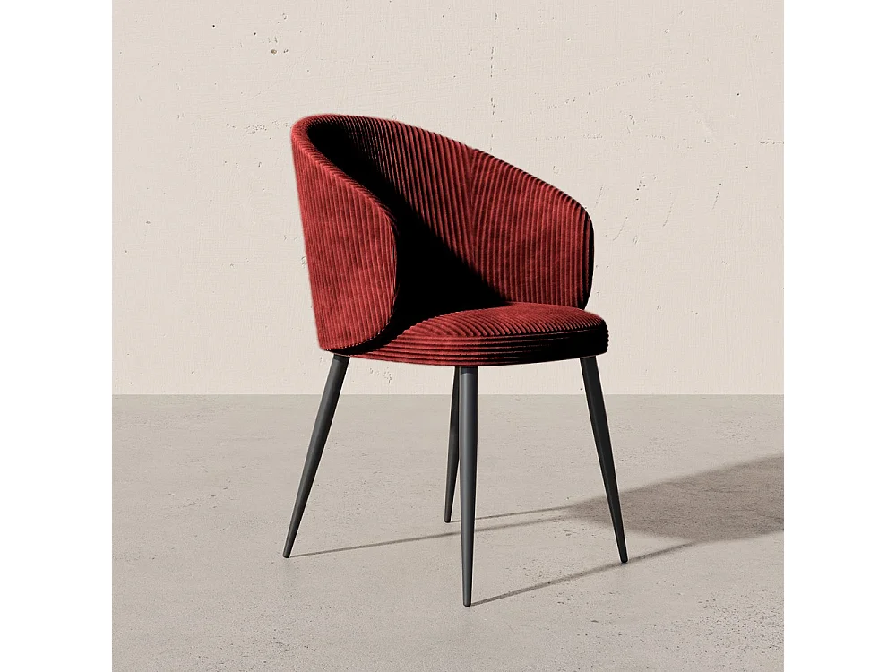 Chaise de Salle à Manger Tapissée en Velours Côtelé - Feudum Olive