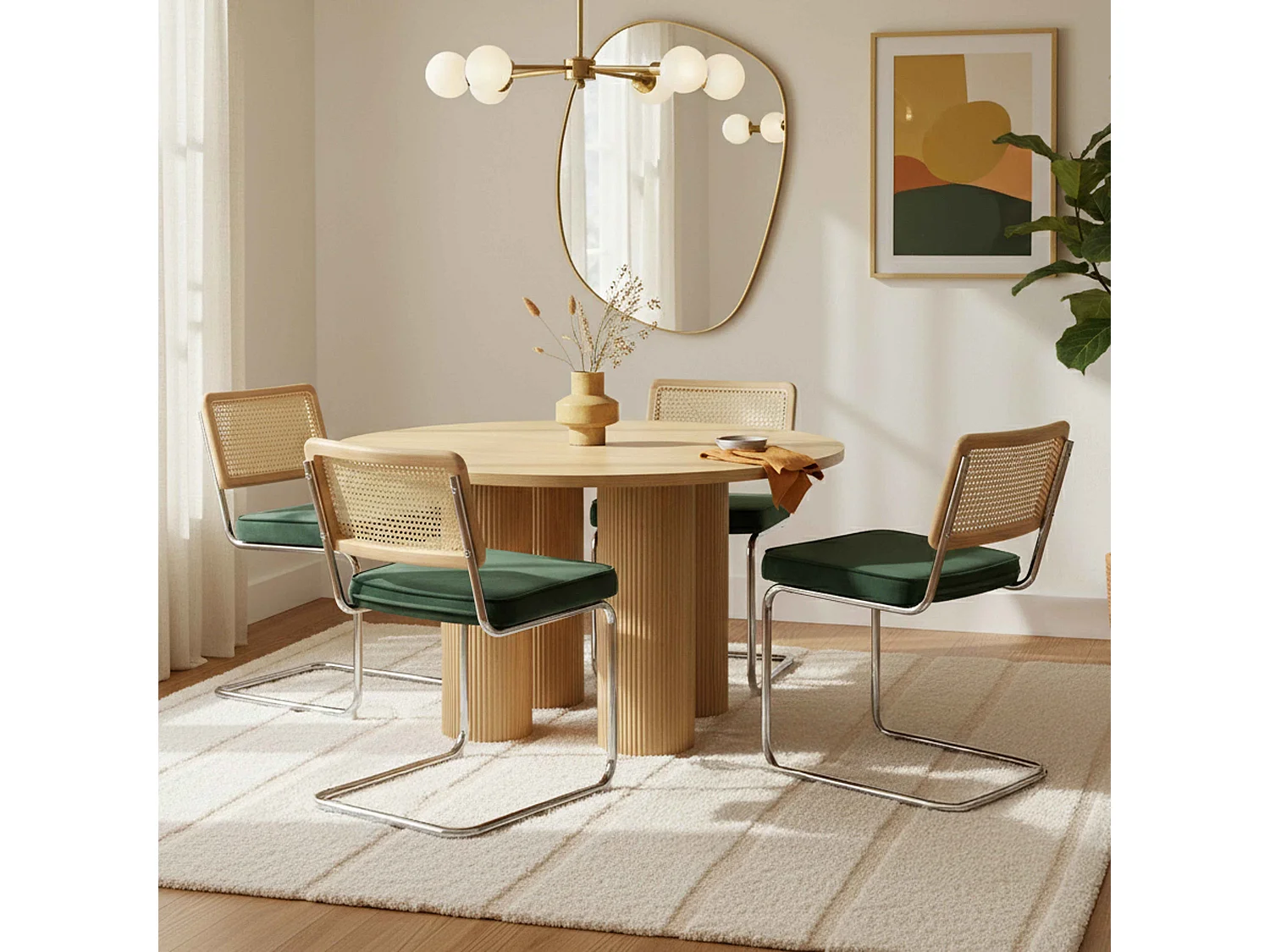 Lot de 2 chaises en acier et velours vert foncé