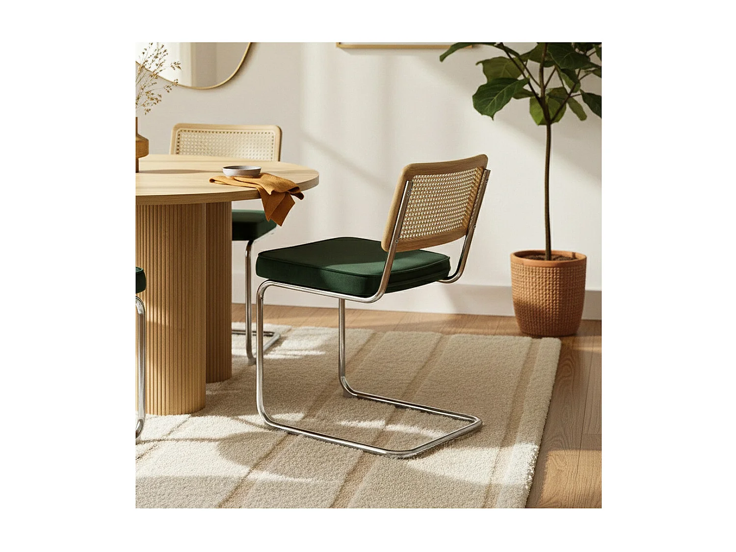 Lot de 2 chaises en acier et velours vert foncé