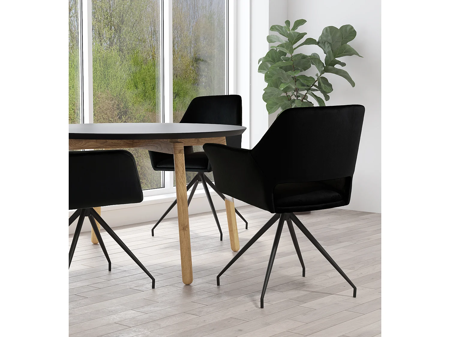 Vera | Sessel aus schwarzem Velours, 2er-Pack