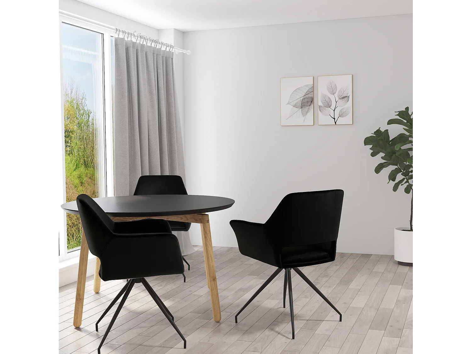 Vera | Sessel aus schwarzem Velours, 2er-Pack