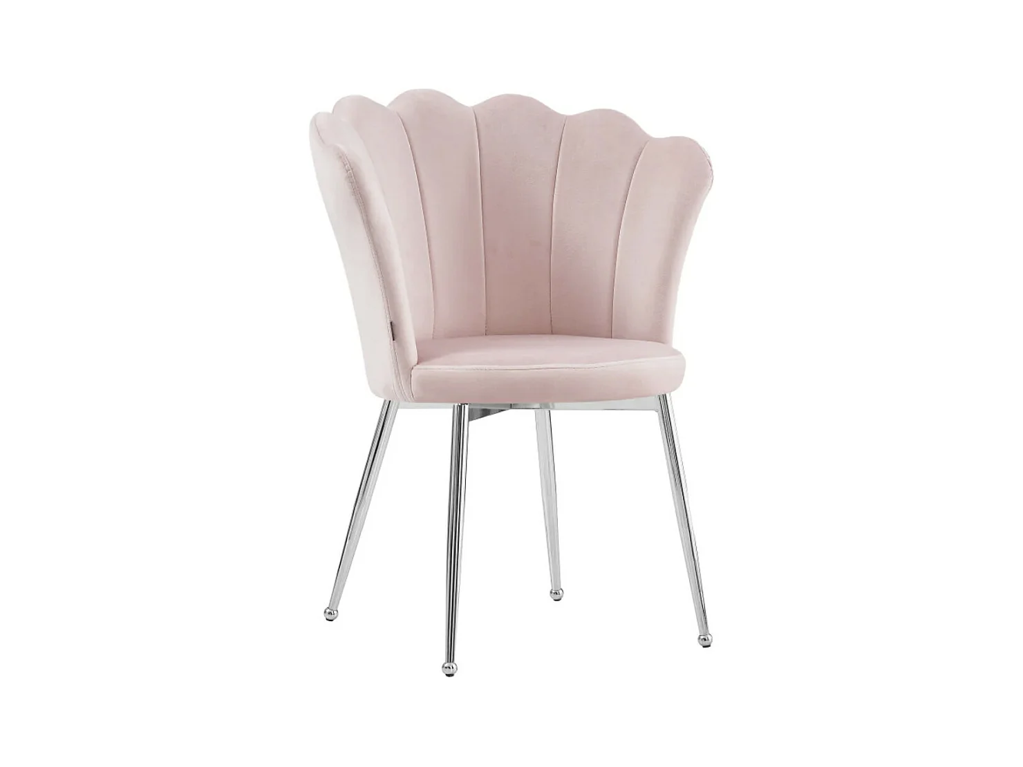 Chaise moderne velours et pieds métal chromé Pétale - Lot de 2-Couleur Rose clair