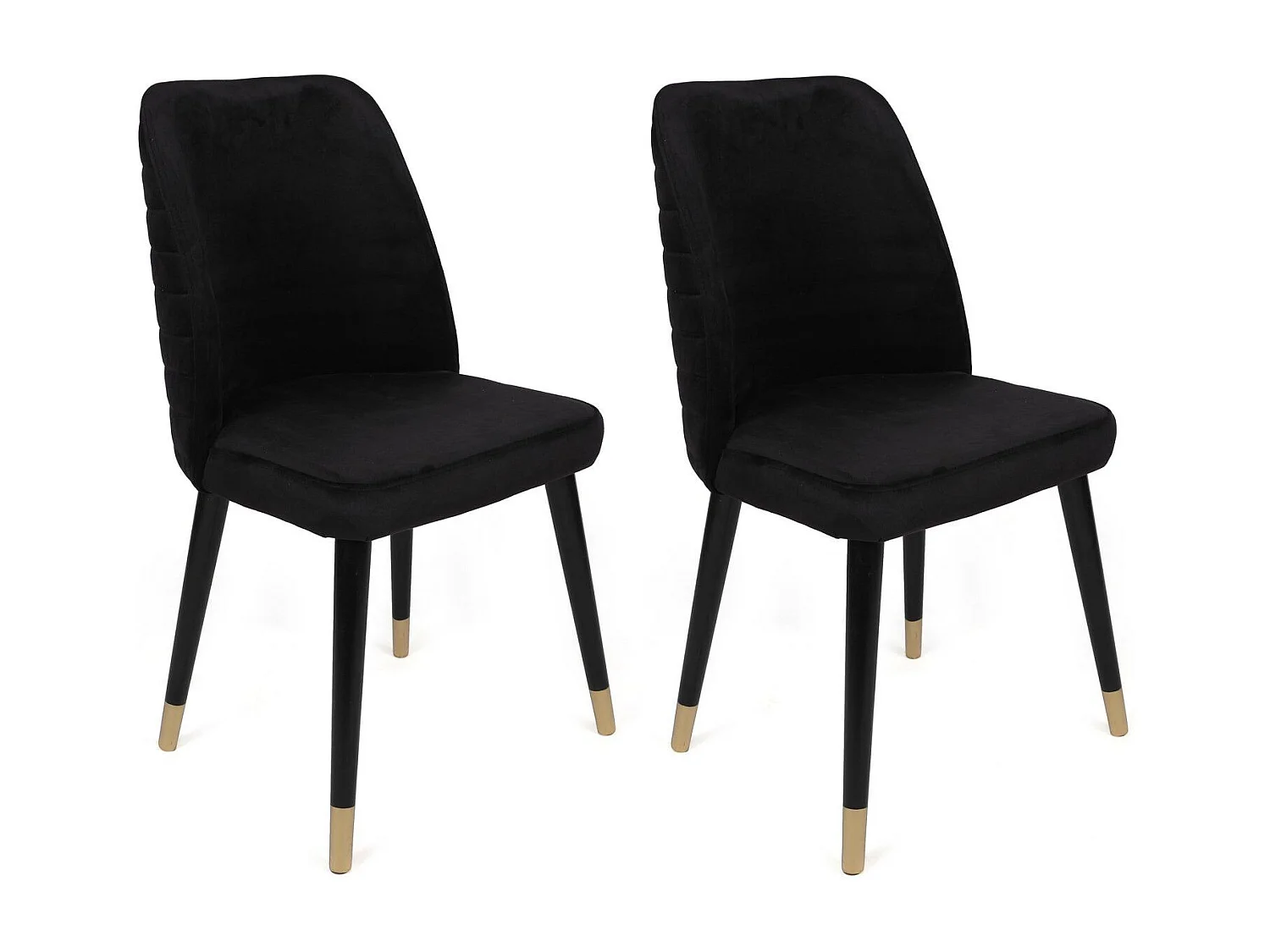 Lot de 4 chaises Vatri Velours Noir et Métal Noir et Or