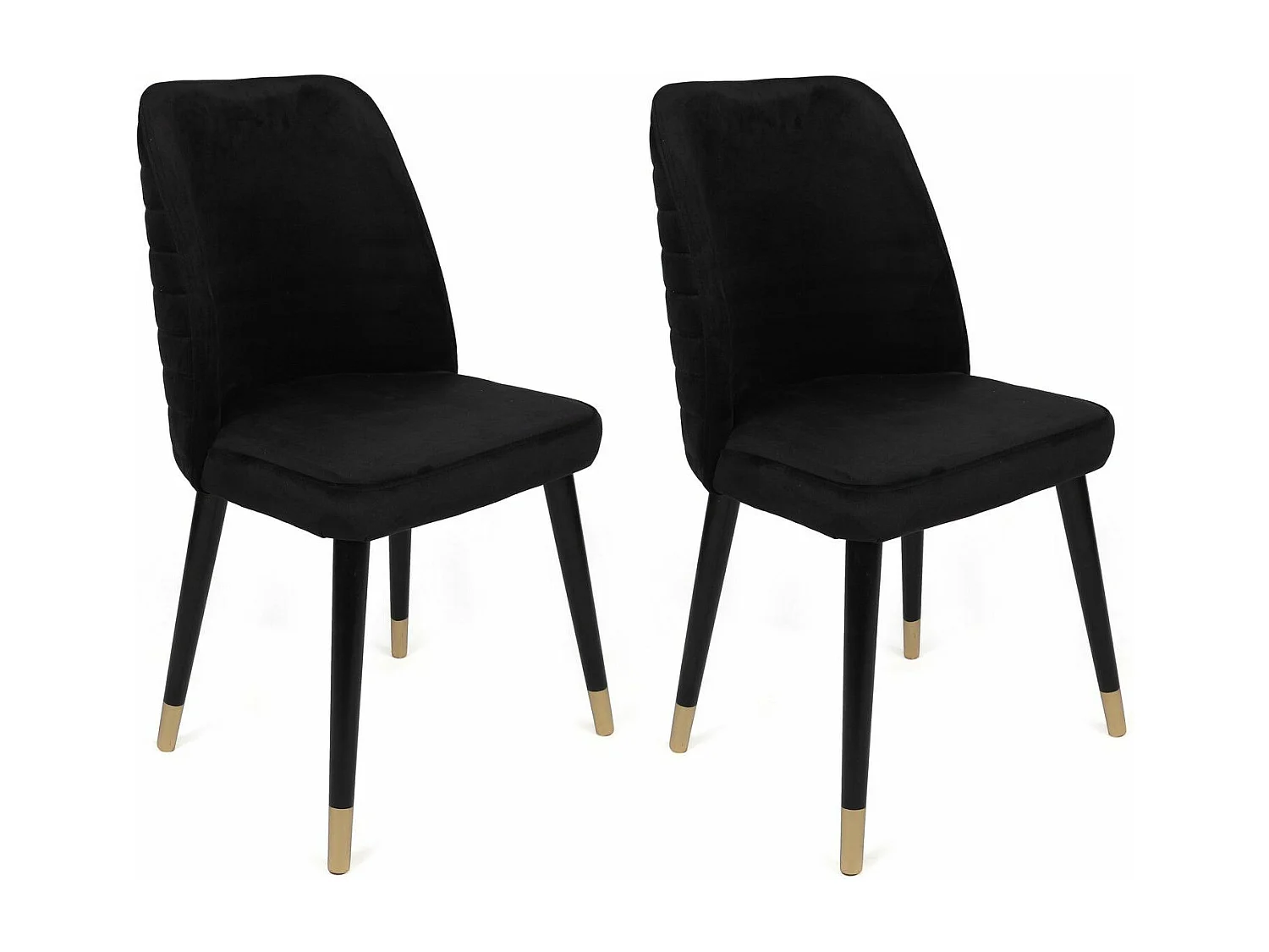 Lot de 4 chaises Vatri Velours Noir et Métal Noir et Or