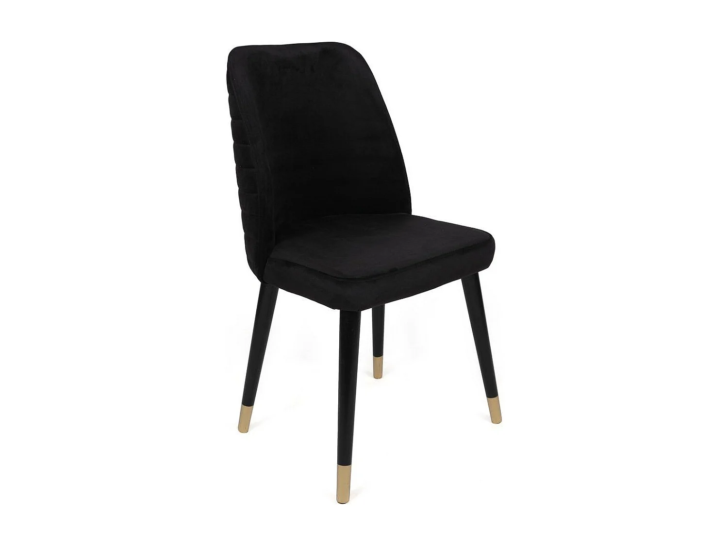Lot de 4 chaises Vatri Velours Noir et Métal Noir et Or