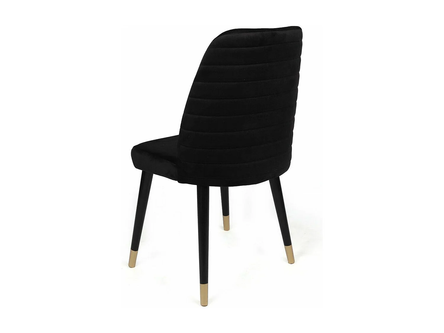 Lot de 4 chaises Vatri Velours Noir et Métal Noir et Or