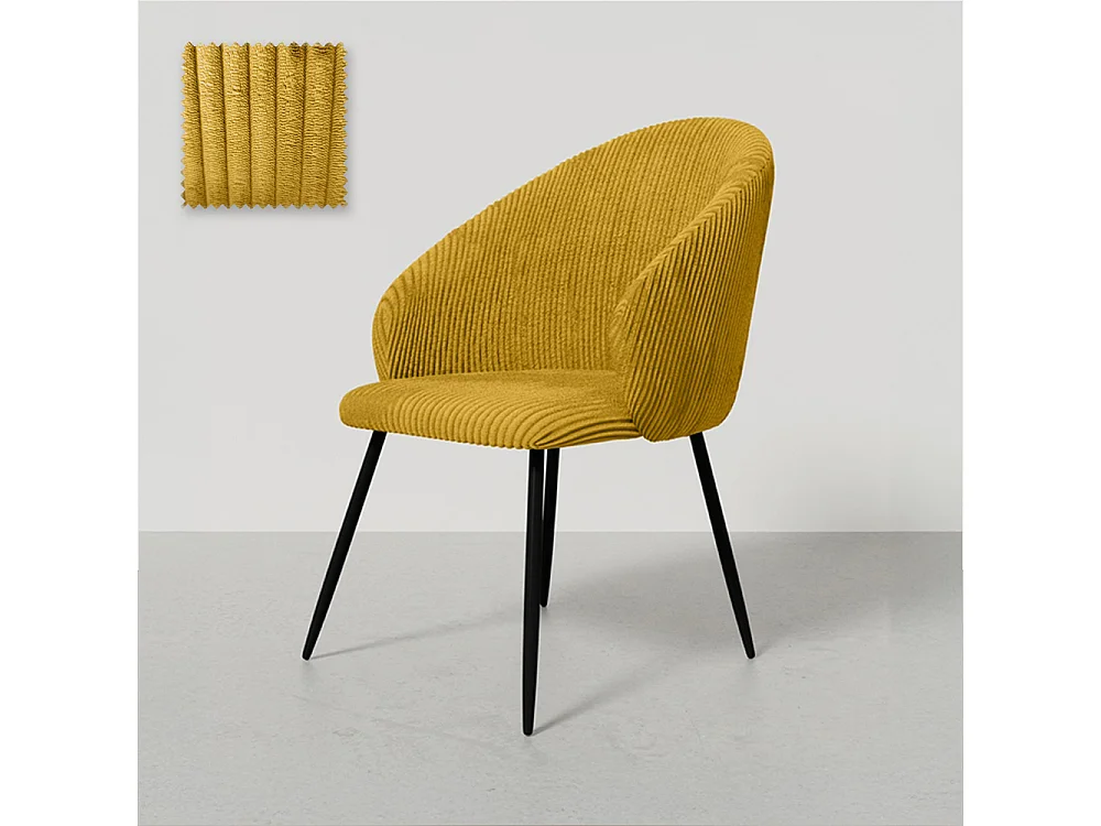 Chaise de Salle à Manger Rembourrée en Velours - Brugges Moutarde