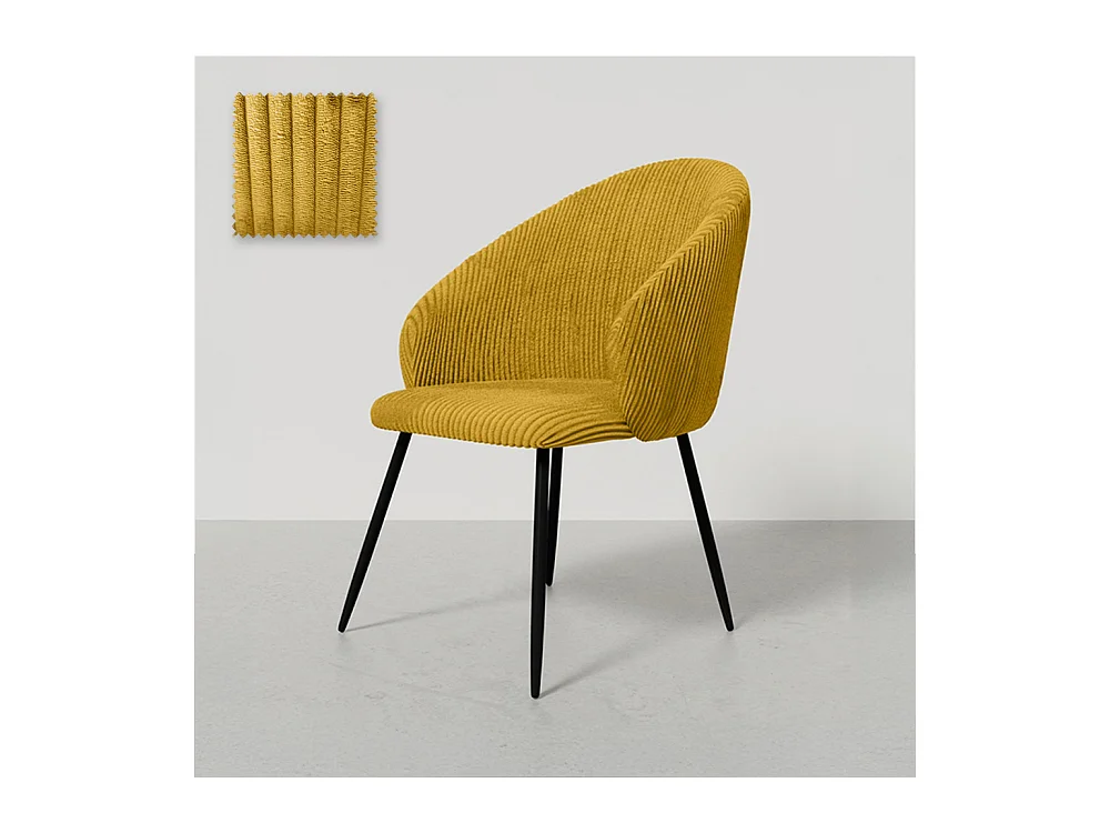 Chaise de Salle à Manger Rembourrée en Velours - Brugges Moutarde