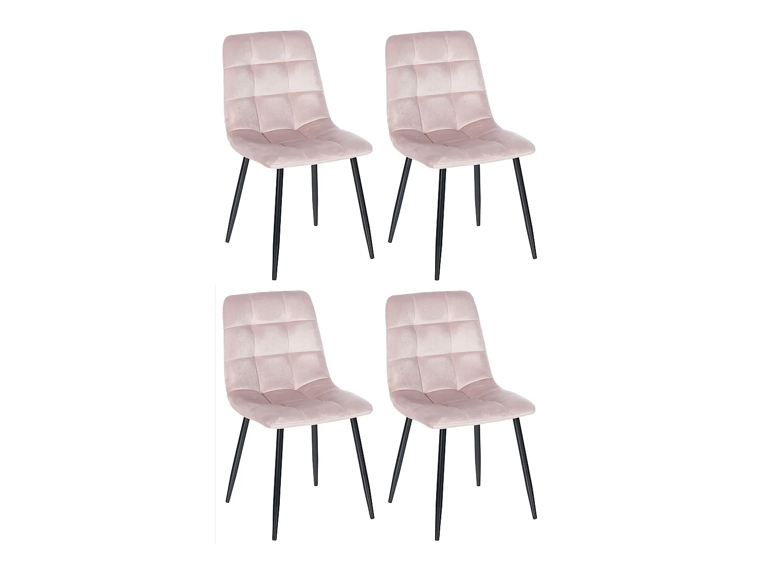 Lot de 4 chaises de salle à manger style moderne et confortable en tissu velours rose et métal noir 10_0001792