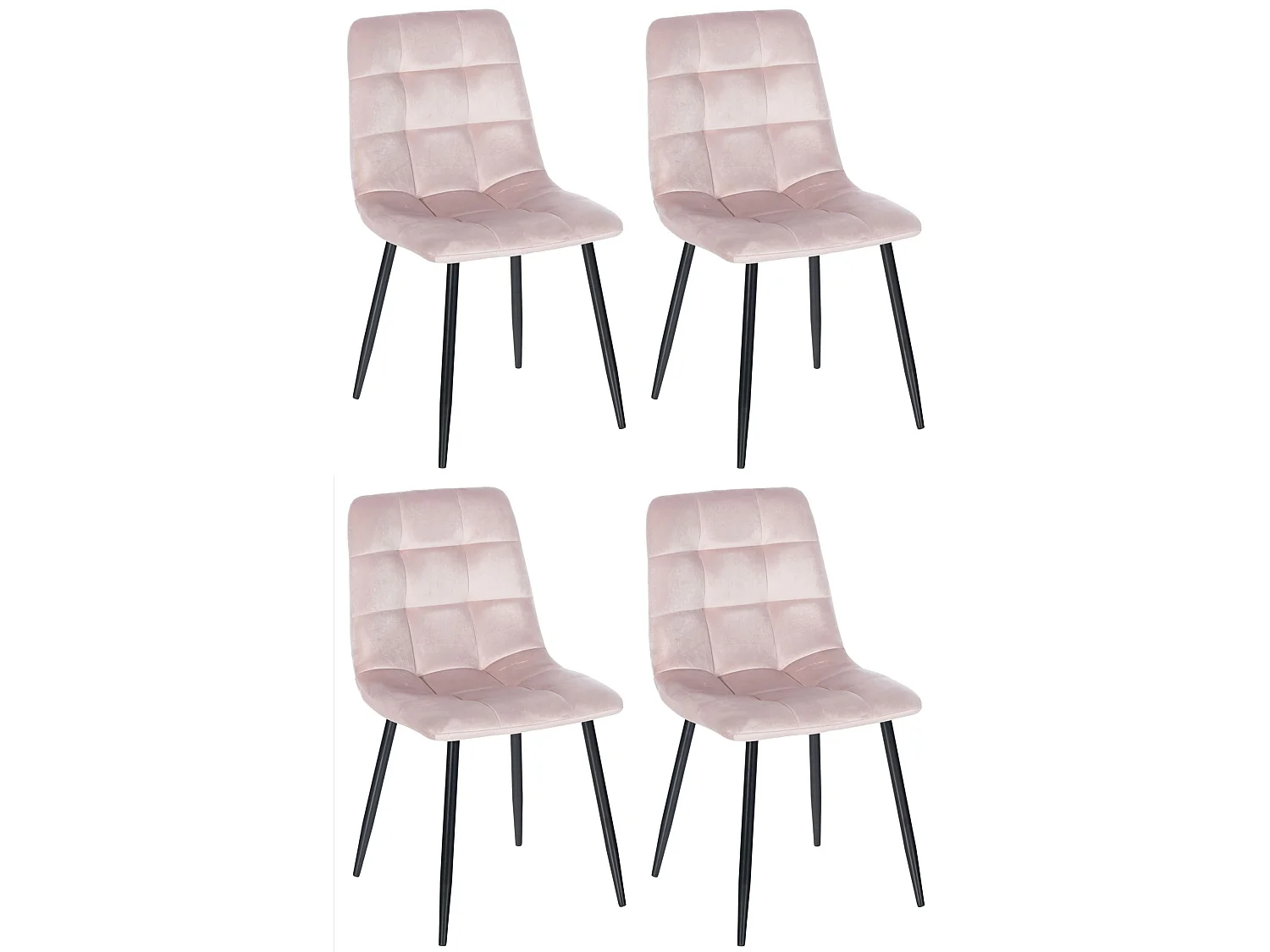 Lot de 4 chaises de salle à manger style moderne et confortable en tissu velours rose et métal noir 10_0001792