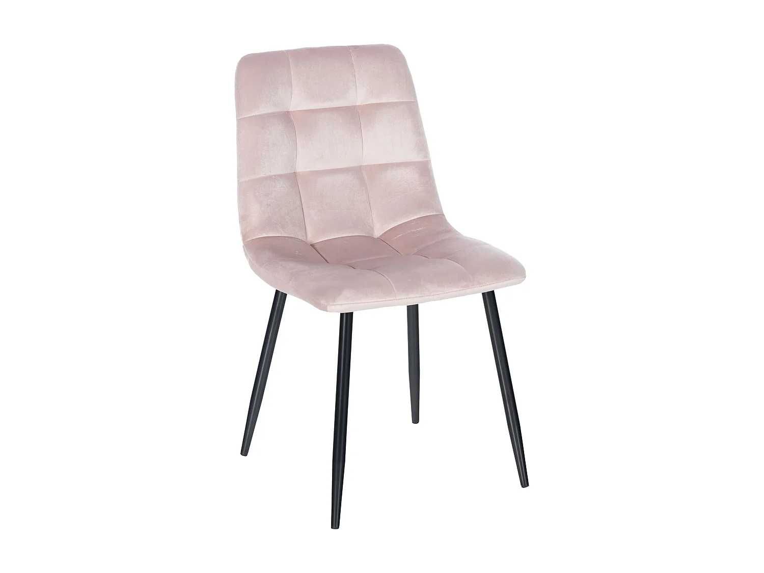 Lot de 4 chaises de salle à manger style moderne et confortable en tissu velours rose et métal noir 10_0001792