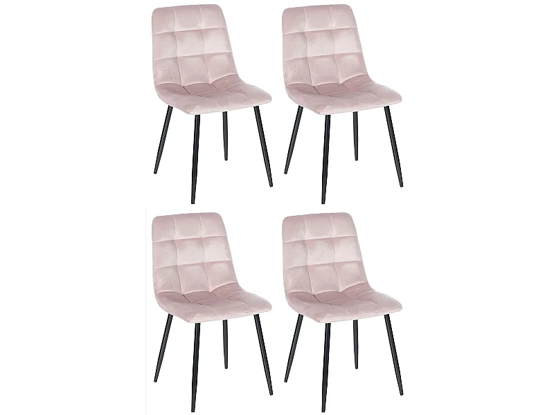 Lot de 4 chaises de salle à manger style moderne et confortable en tissu velours rose et métal noir 10_0001792