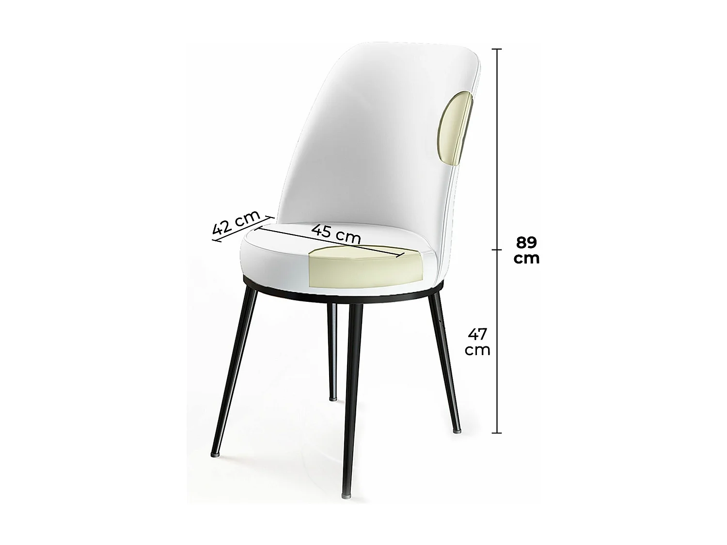 Lot de 6 chaises Olgino Velours Noir Métal Blanc