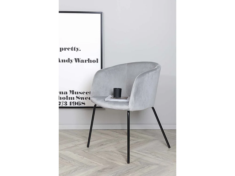 Berit chaise de salle à manger avec accoudoirs velours gris