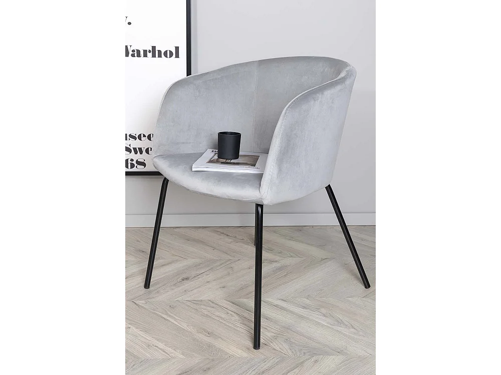 Berit chaise de salle à manger avec accoudoirs velours gris
