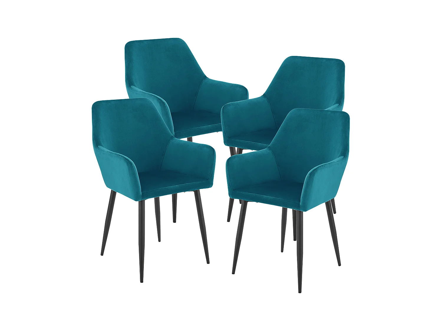 Lot de 4 chaises de salle à manger Hollola 86 x 57 x 56 cm bleu turquoise [en.casa]