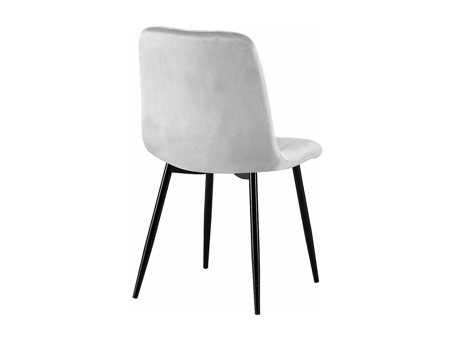 Lot de 4 chaises de salle à manger couture décorative vertical assise en velours gris et pieds en métal noir 10_0001865