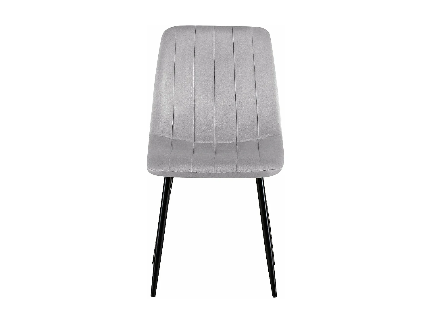 Lot de 4 chaises de salle à manger couture décorative vertical assise en velours gris et pieds en métal noir 10_0001865