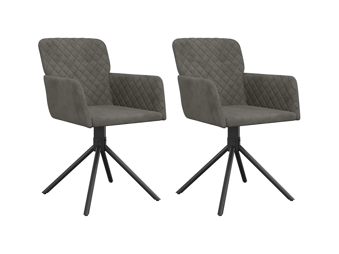 Chaises pivotantes de salle à manger 2 pcs Gris foncé Velours 11
