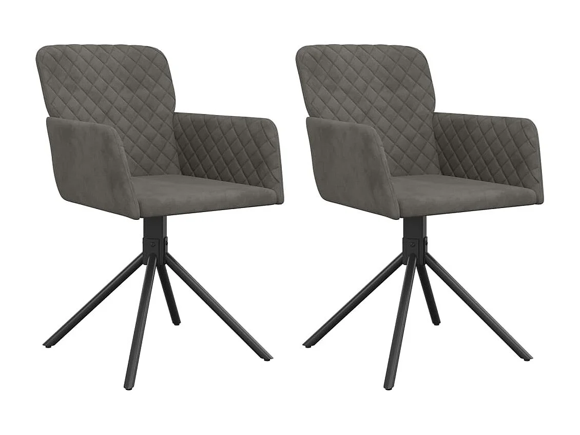 Chaises pivotantes de salle à manger 2 pcs Gris foncé Velours 11